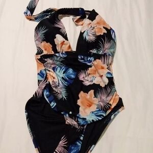 DKNY Tummy Control Halter Tie Swimsuit Great Design!